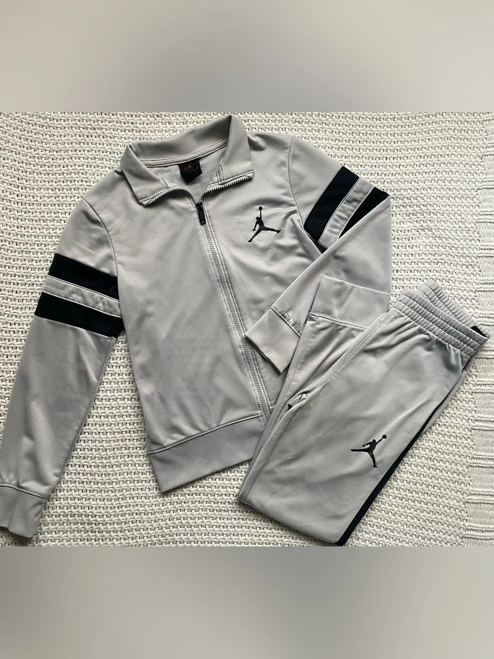 Jordan Light Gray with Black Stripes Performance Track Matching Set